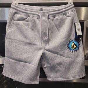 Volcom Athletic Gray Shorts with Blue Logo